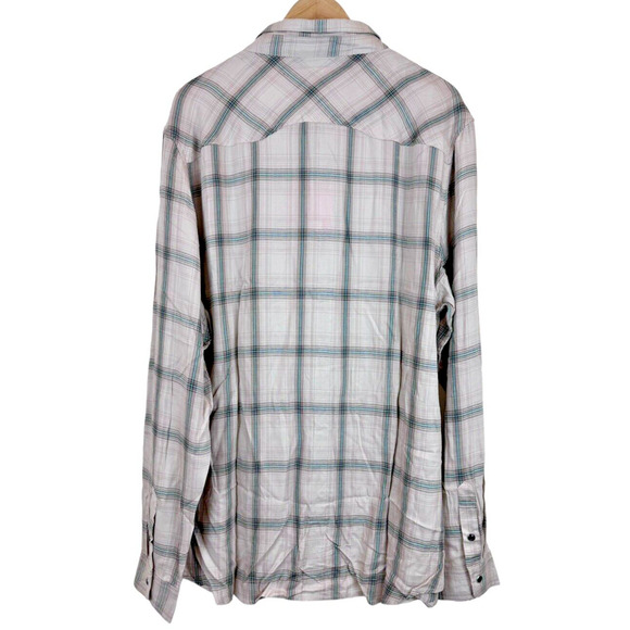 Youngla Pearl Snap Flannel Shirt Men's XXL Long Sleeve Check Viscose Stretch - Picture 6 of 6